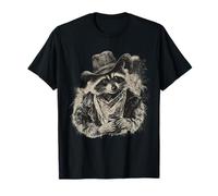 Country Cowboy Raccoon Trash Panda Cowgirl Western Texas Maglietta