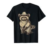 Country Cowboy Raccoon Trash Panda Cowgirl Western Texas Maglietta