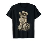 Country Cowboy Raccoon Trash Panda Cowgirl Western Texas Maglietta
