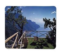 Country Decor, Mediterranean Scenic View Scogliere di montagna Sea Coast Travel Destination, blu verde cacao cucita bordo antiscivolo in gomma