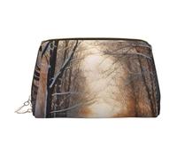 Country Farm - Borsa per il trucco in pelle, grande capacità, da viaggio, per articoli da toeletta a doppio scopo e borsa per il trucco, Vagando nella luce invernale, Taglia unica, Zaino per la scuola