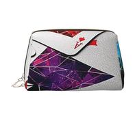 Country Farm - Borsa per il trucco in pelle, grande capacità, da viaggio, per articoli da toeletta a doppio scopo e borsa per il trucco, Carte da gioco poligonali, Taglia unica, Zaino per la scuola