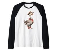 Country Funny Goose Cowboy Cappello Rodeo Cowgirl Western Duck Maglia con Maniche Raglan