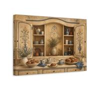 Country Kitchen Tea Time Canvas Print - Dining Area Wall 18×12 inch (45×30 cm) - Horizontal / 1.25 inch (3 cm)