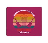 Country Music And Beer That's Why I Am Here Wine Tappetino per Mouse Comodo Mousepad Durevoli Mouse Pad per Pc Computer Accessori Scrivania 25X30Cm