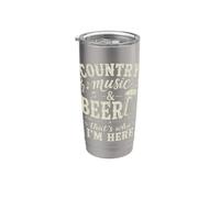 Country Music Birra Ecco perché sono qui Amante della birra occidentale Bicchiere termico in acciaio inox doppia parete
