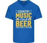 Country Music E Birra, Ecco Perché Sono Qui, T-Shirt In Cotone A V Per Uomo