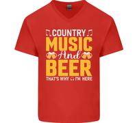 Country Music E Birra, Ecco Perché Sono Qui, T-Shirt In Cotone A V Per Uomo