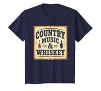 Country Music & Whiskey Vintage Western Uomo Maglietta, Bambini, Navy, 2 Anni