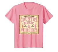 Country Music & Whiskey Vintage Western Uomo Maglietta, Bambini, Rosa, 2 Anni