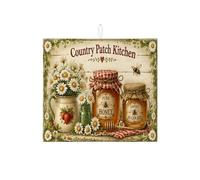Country Patch - Tappetino scolapiatti da cucina, stile vintage, motivo floreale, assorbente, in microfibra, per bancone della cucina, 40,6 x 45,7 cm