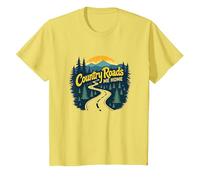 Country Roads Old Row Nostalgia per Gli Uomini Maglietta, Bambini, Limone, 10 Anni