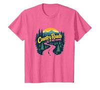 Country Roads Old Row Nostalgia per Gli Uomini Maglietta, Bambini, Rosa mélange, 10 Anni