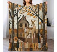 Country Rustic Cottage Nature Tree Deer Copertas Pelosa Spessa Coperta Flanella Lavabile Blanket Per Invernale Campeggio Matrimoniale S