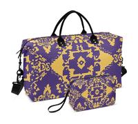 Country Style Flower Pattern Viola e Giallo Borsa a Mano Da Viaggio Weekender Borsa Da Palestra Tote Bag con Cinghia Regolabile per Viaggio Multifunzionale bolsos para viajar