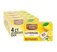 Country Time Sacchetti per bevande aromatizzate alla limonata, confezione da 40 ct, 4 scatole da 10 sacchetti per bevande