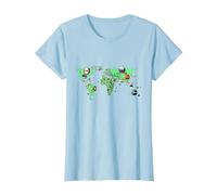 Countryballs Mappa del Mondo Maglietta, Donna, Celeste, 3XL
