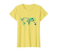 Countryballs Mappa del Mondo Maglietta, Donna, Limone, M