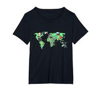 Countryballs Mappa del Mondo Maglietta, Donna Plus-Size, Nero, 6X