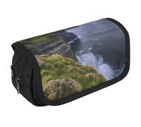 County Clare The Cliffs Astuccio organizer portapenne carino di grande capacità con 3 scomparti forniture per ufficio grandi tasche per matite con cerniera astuccio in tessuto per adulti portatile