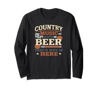 County Music and Beer Funny Drinking Shirt for women Maglia a Manica