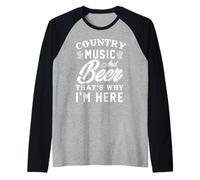 County Music and Beer Funny Drinking Shirt for women Maglia con Maniche Raglan