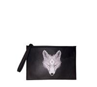 County of Milan pochette uomo in ecopelle stampa lupo nero