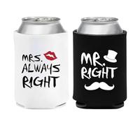 Couple Beer Can Sleeves - 1 Pair Neoprene Cooler Wrap, Mr And Mrs Beerr Can Sleeves | Sleevess For Beer, Soda, Drink Bottles, Beach, Barbecue, Party, Picnic, Outdoor Gatherings, Tailgate,