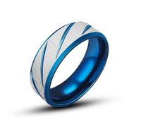 Couple Ring, Anello Blu Uomo Acciaio Inossidabile Taglia 25 Finitura Opaca da 6 mm con Strisce Personalized Regalo per Figlia Engagement Gioielli