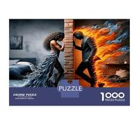 Couple Split Fire Ice 1000 Pezzi Puzzle Classico Dual Element Passion Bundle Puzzle Cartone Premium - Hit Tra Gli Anziani Appassionati, Regalo Di Inaugurazione, Divertimento Indoor E Feste 38x26cm/100