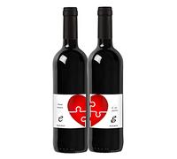 Couple wine bottiglie personalizzate di Vino Rosso per San Valentino, bomboniere, anniversario di fidanzamento e di matrimonio (0,75L, Puzzle)