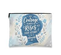 Courage - Borsa per cosmetici floreale, design artistico blu, borsa da viaggio per donne, organizer portatile in tela con cerniera, borsa per la cura della pelle quotidiana, Blu, 7x9 Inch, Coraggio