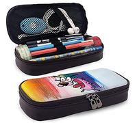 Courage The Cowardly Dog Astuccio in pelle grande impermeabile portapenne astuccio pratico con cerniera per ragazzi ragazze adolescenti adulti scuola lavoro