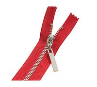 CourageL 3# Chiusura Lampo del Metallo 10cm-25cm d'Argento del Rivestimento Denti Vestiti del Cappotto Tasca con Cerniera Sacchetto Chiuso Coda Zipper Accessori di Cucito Rosso, 24cm