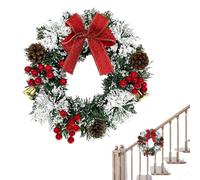 Couronne de Noël artificielle | Couronne de porche de vacances pour porte d'entrée avec pommes de pin et cloches,Fournitures de Noël, cadeaux de fête pour appartement, maison, centre commercial, hôtel