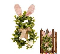 Couronne de Pâques Lapin - 50 cm Artisanale, Couronne avec Fleurs et Ruban, Décoration Printemps pour Intérieur et Extérieur | Style Campagne Décoration for Porte Mur Fenêtre