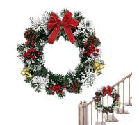 Couronne de porte de Noël - Couronne de porche de vacances pour porte d'entrée avec pommes de pin et cloches - Fournitures de Noël, cadeaux de fête pour appartement, maison, centre commercial, hôtel