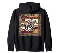 Course Hippique Art Deco Horse Racing Jockey Felpa con Cappuccio