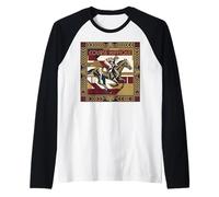 Course Hippique Art Deco Horse Racing Jockey Maglia con Maniche Raglan