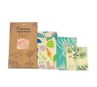 courti Beeswax Wrap Set di 4 Involucri Alimentari di Cera D', Involucro di Cera D' Riutilizzabile Ecologico, Adatto per Frutta, Verdura, Panini, 1 + 2 Medio + 1 Grande