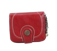 Courtieyeardceastea Portafoglio corto in pelle PU con chiusura a cerniera borsa porta carte di debito borsa da trasporto borsa per compleanno festival giallo, Rosso vinaccia, 5x9x3.5cm/1.97x3.54x1.38