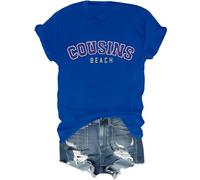 Cousins Beach Shirt The Summer I Turned Pretty Shirt Cousins Beach Letter Printed Graphic Tops, Blu reale, 3XL