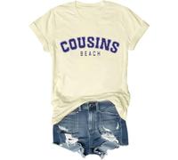 Cousins Beach Shirt The Summer I Turned Pretty Shirt Cousins Beach Letter Printed Graphic Tops, Colore: giallo crema., L