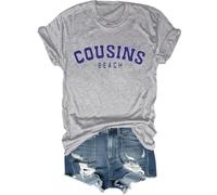 Cousins Beach Shirt The Summer I Turned Pretty Shirt Cousins Beach Letter Printed Graphic Tops, Grigio, L