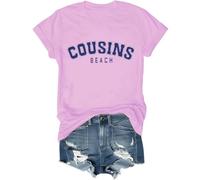 Cousins Beach Shirt The Summer I Turned Pretty Shirt Cousins Beach Letter Printed Graphic Tops, rosa, M