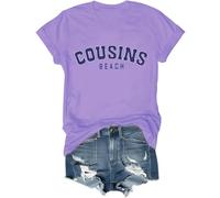 Cousins Beach Shirt The Summer I Turned Pretty Shirt Cousins Beach Letter Printed Graphic Tops, Viola chiaro, XXL