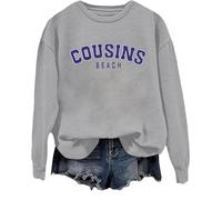 Cousins Beach Sweatshirt The Summer I Turned Pretty Shirt Cousins Beach Letter Printed Graphic Tops, Grigio, L