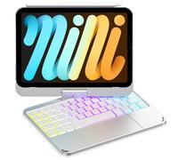 Cousper Custodia per tastiera per iPad mini 7 A17 Pro 2024/iPad mini 6 generazione 2021 da 8,3 pollici con trackpad multi-touch, copertura girevole a 360° con tastiera retroilluminata arcobaleno per