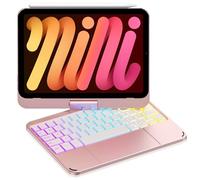 Cousper Custodia per tastiera per iPad mini 7 A17 Pro 2024/iPad mini 6 generazione 2021 da 8,3 pollici con trackpad multi-touch, copertura girevole a 360° con tastiera retroilluminata arcobaleno per