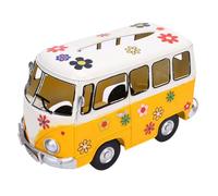 Couverture de boîte à mouchoirs en fer en forme de Bus, mouchoirs cosmétiques ou serviettes dans un ornement de bureau Design de camping-car de Bus (Giallo)